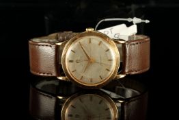 GENTLEMENS OMEGA 18CT GOLD SEAMASTER AUTOMATIC WRISTWATCH, circular cross shaped hairline dial