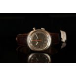 GENTLEMENS OMEGA CHRONOSTOP WRISTWATCH, grey dial with index batons, 34mm stainless steel case,