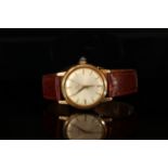 GENTLEMENS OMEGA GENEVE 9CT ROSE GOLD WRISTWATCH, circular silver dial with gold hour markers and