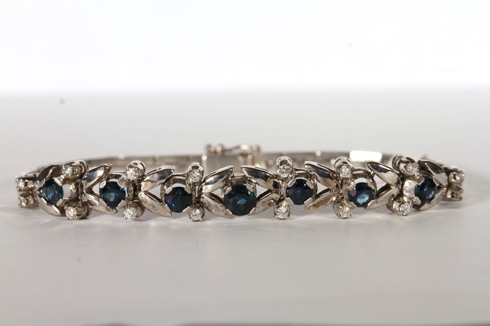 Vintage Sapphire and Diamond Bracelet, set with 7 sapphires estimated total 2.00ct, set with 16