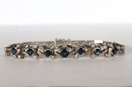 Vintage Sapphire and Diamond Bracelet, set with 7 sapphires estimated total 2.00ct, set with 16