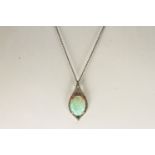 PLATINUM OPAL AND DIAMOND PENDANT , CENTRE STONE ESTIMATED AS 3.47CT,set in four claws, diamonds