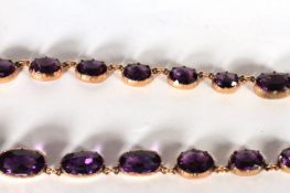 Victorian Amethyst Necklace, set with amethyst stones, claw set, approximate total length 14.5