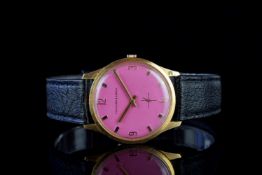 GENTLEMENS VAN CLEEF & ARPELS WRISTWATCH, circular pink dial with gold block hour markers and hands,