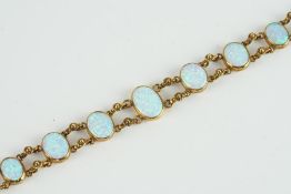 9CT SYNTHETIC OPAL DOUBLE BRACELET, length 19 cms, total weight 14.8 gms.