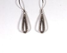 18CT WHITE GOLD DIAMOND DROP BOMBE EARRINGS SET WITH AN ESTIMATED 1.00CT TOTAL STONES,dimensions