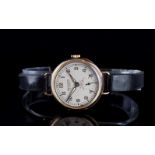 GENTLEMENS SNOWDON INCABLOC 9CT GOLD WRISTWATCH, circular silver dial with Arabic numerals and alpha