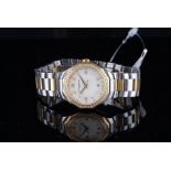 LADIES BAUME & MERCIER DIAMOND SET RIVIERA DRESS WATCH, diamond bezel, round, creme sial with gold