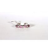 18CT PRAVINS PINK TOURMALINE AND DIAMOND DRESS RING,pink stones estimated as 4x3mm , 4x brilliant