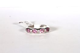 18CT PRAVINS PINK TOURMALINE AND DIAMOND DRESS RING,pink stones estimated as 4x3mm , 4x brilliant