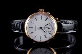 GENTLEMENS LONGINES 9CT GOLD WRISTWATCH, circular white dial with black roman numerals and gun metal