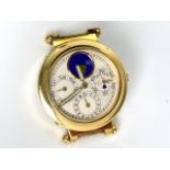 18CT GERALD GENTA PERPETUAL CALENDAR WATCH,HEAD ONLY, round, creme dial with illuminated gold