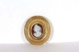 Australian Interest - Gaunt, Melbourne 1829-1890, A signed cameo brooch, central hard stone cameo