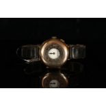 GENTLEMENS PEERLESS 9CT GOLD HALF HUNTER WRISTWATCH, circular white dial with black Arabic