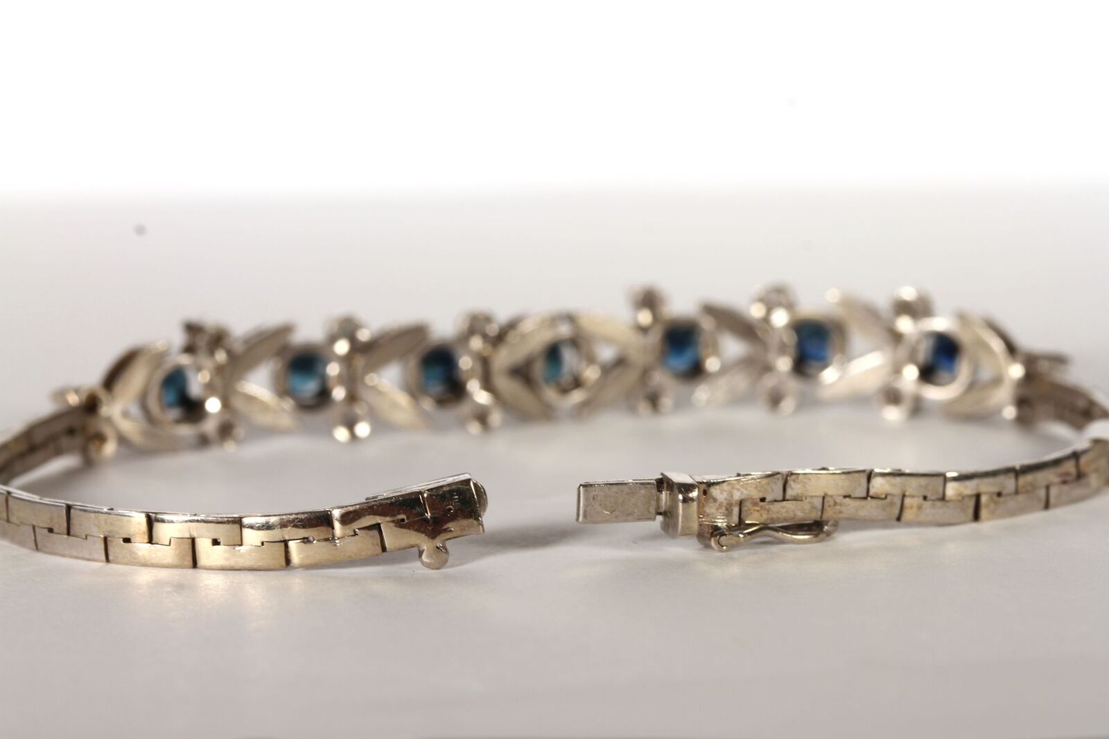 Vintage Sapphire and Diamond Bracelet, set with 7 sapphires estimated total 2.00ct, set with 16 - Image 2 of 2