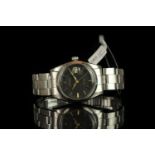 GENTLEMENS ROLEX OYSTERDATE PRECISION REF. 6694, circular black dial with gold hour markers and