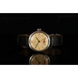 GENTLEMENS OMEGA WRISTWATCH CIRCA 1941, circular patina dial with black Arabic numerals and a