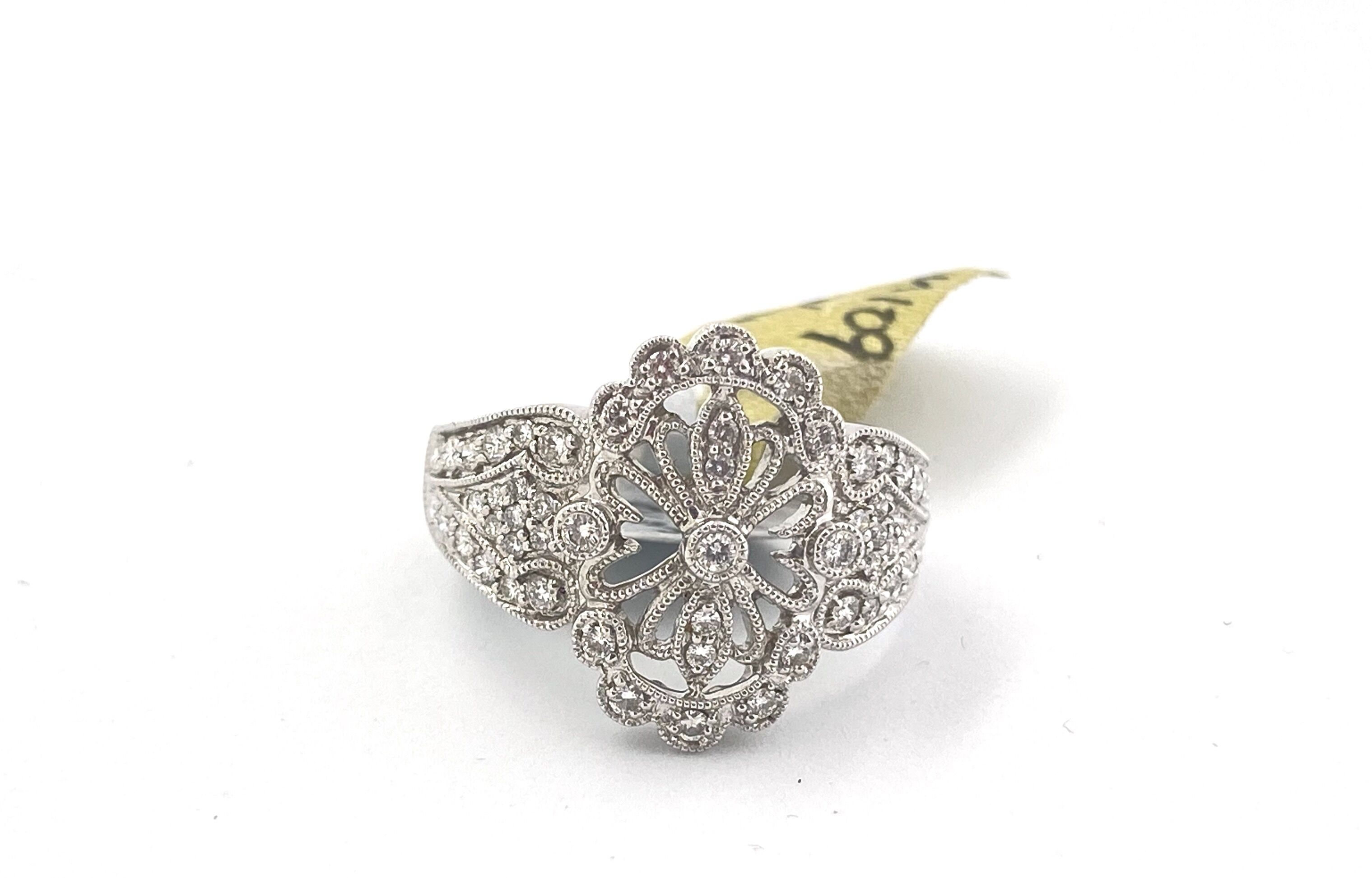 Diamond Dress Ring, oval pierced panel,