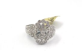 Diamond Dress Ring, oval pierced panel,