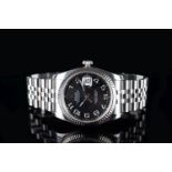 GENTLEMENS ROLEX OYSTER PERPETUAL DATEJUST WRISTWATCH REF. 116234 CIRCA 2008, circular black 'vinyl'