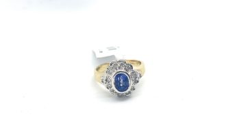 Sapphire and Diamond Cluster Ring