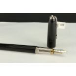 LOUIS CARTIER BLACK COMPOSITE GT FOUNTAIN PEN,serial number 005386, comes with Cartier box and