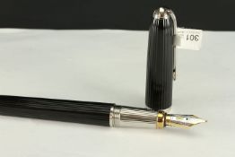 LOUIS CARTIER BLACK COMPOSITE GT FOUNTAIN PEN,serial number 005386, comes with Cartier box and