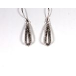 18CT WHITE GOLD DIAMOND DROP BOMBE EARRINGS SET WITH AN ESTIMATED 1.00CT TOTAL STONES,dimensions