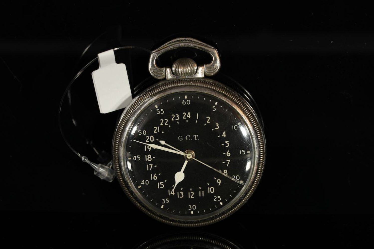 VINTAGE HAMILTON GCT MILITARY MASTER NAVIGATOR WATCH, circular black dial with patina off white