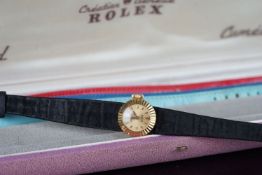 LADIES ROLEX ORCHID 18CT GOLD WRISTWATCH W/ STRAPS & BOX, circular gold dial with gold hour