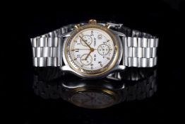 GENTLEMENS TISSOT PR 50 CHRONOGRAPH WRISTWATCH, circular white triple register dial with a date