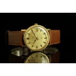 GENTLEMENS OMEGA AUTOMATIC CONSTELLATION DATE WRISTWATCH REF. 168018, circular gold brushed sial