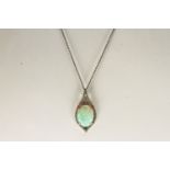 PLATINUM OPAL AND DIAMOND PENDANT , CENTRE STONE ESTIMATED AS 3.47CT,set in four claws, diamonds