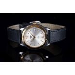 GENTLEMENS TISSOT PR 50 DATE WRISTWATCH, circular silver dial with a date window and gold hour