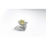 9ct Diamond Dress Ring, oval cluster, diamond shoulders, in 9ct white gold