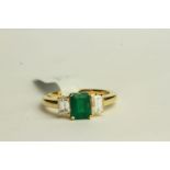 Emerald and Diamond Ring, set with an emerald approximately 1.16ct