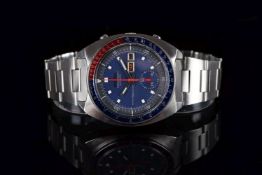 GENTLEMENS SEIKO POGUE PEPSI AUTOMATIC CHRONOGRAPH WRISTWATCH, circular blue dial with a day date