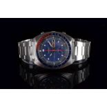 GENTLEMENS SEIKO POGUE PEPSI AUTOMATIC CHRONOGRAPH WRISTWATCH, circular blue dial with a day date