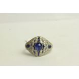 Sapphire and Diamond Art Deco Style Ring,