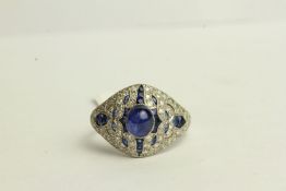 Sapphire and Diamond Art Deco Style Ring,