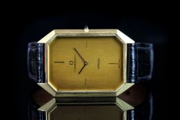 RARE GENTLEMEN'S OMEGA CONSTELLATION OVERSIZE WRISTWATCH, rectangular champagne dial with a raised