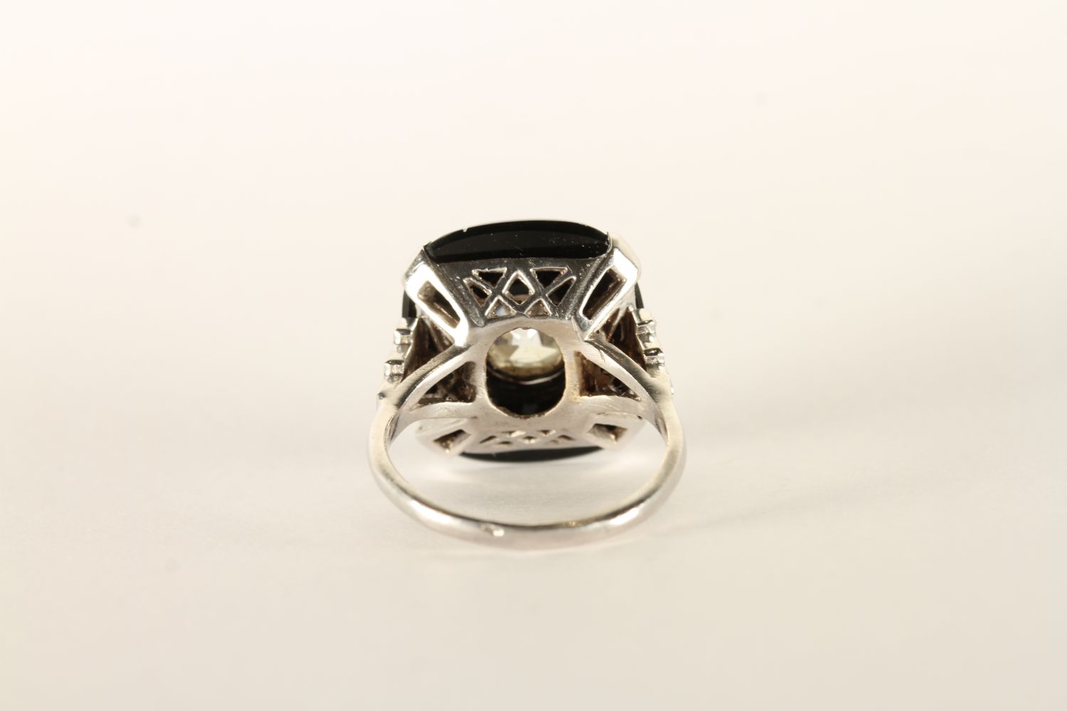 Art Deco Onyx And Diamond Dress Ring, feature cushion cut diamond, estimated weight 1.22ct, set - Image 3 of 3