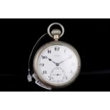 VINTAGE ROLEX MILITARY POCKET WATCH, circular white dial with black Arabic numerals and gun metal