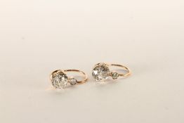 Pair of 2.05ct Old Cut Diamond Earrings, two old cut diamonds approximately 1ct each, each claw