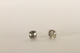 A Pair of 1.40ct Old Cut Diamond Stud Earrings, old cut diamonds estimated 0.70/0.74ct each four