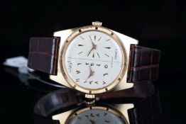 GENTLEMENS ADARTH DUAL TIME WRISTWATCH, circular two tone dual time wristwatch with gold applied
