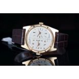 GENTLEMENS ADARTH DUAL TIME WRISTWATCH, circular two tone dual time wristwatch with gold applied