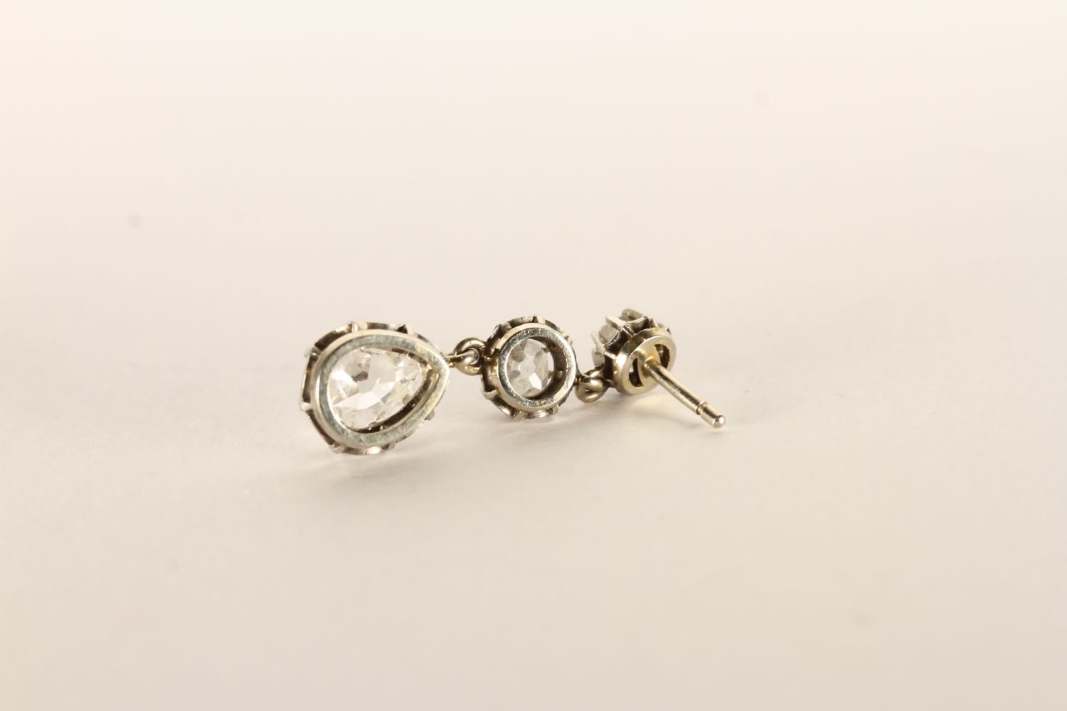 2.10ct Pear of Old Cut Diamond Drop Earrings, feature old cut pear drops, estimated (7.87x6.08x2. - Image 2 of 2