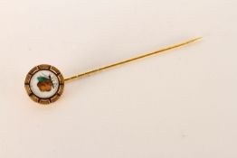 Unusual Victorian Stick Pin, inlaid bug design, gold setting, 2.5g gross