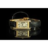 LADIES 18K DIAMOND SET CARTIER AMERICAINE MODEL 1710, oblong cream dial with blue hands and black